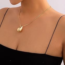 Teardrop Necklace Earrings Chunky Gold Hoop
