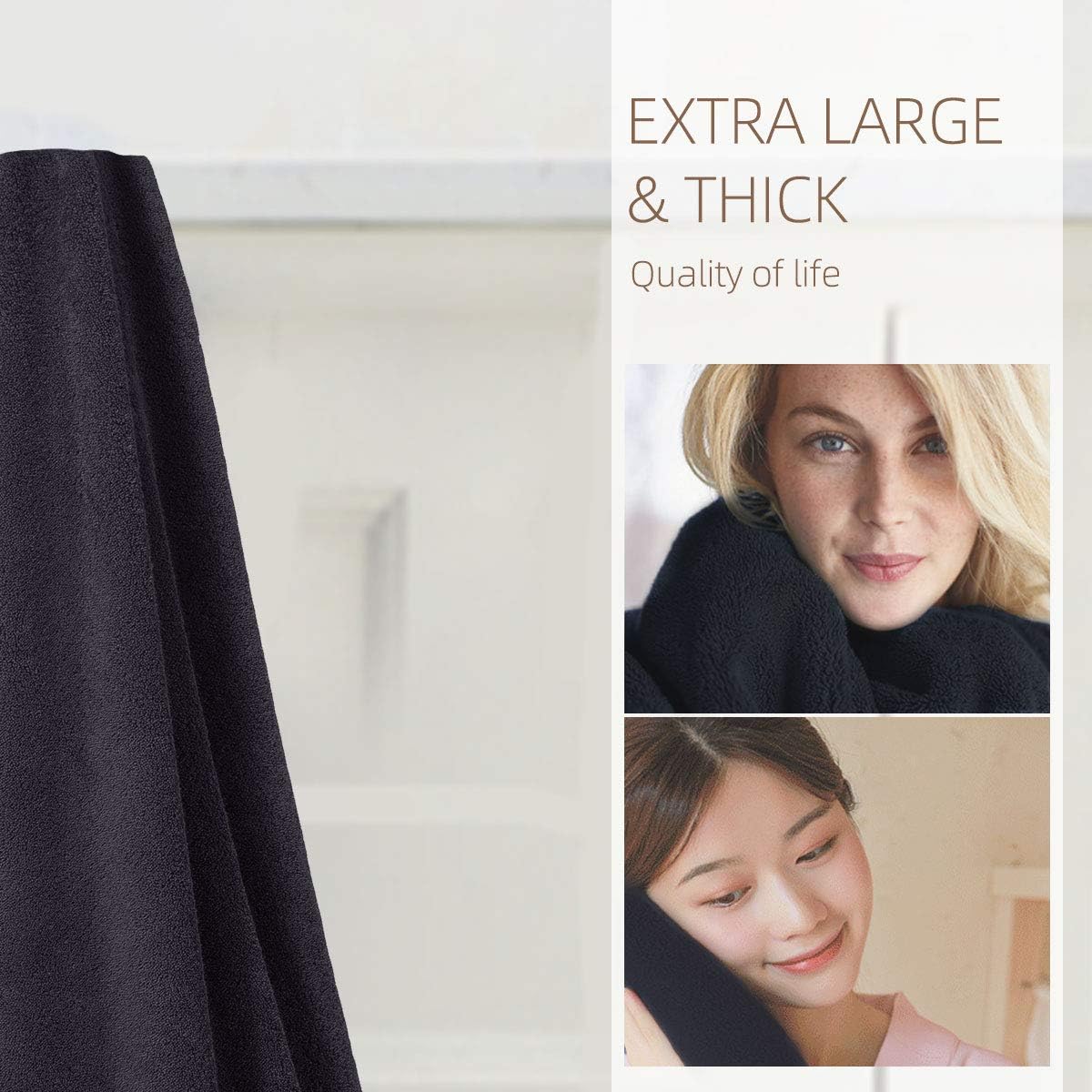 Simba&Coco 2-Piece Bath Towel Set for Bathroom 100% Ring Spun Cotton 600GSM Super Soft Highly Absorbent Extra Large Bath Towels 27x54 Inch (Black): Home & Kitchen