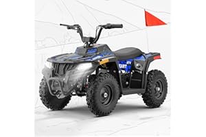 Hover Heart Electric ATV, 36V ATV for Kids with 500W Motor, Safe 15MPH 4 Wheeler with Parent Speed Control, Dual Suspension, Kids Quad Bike for Boys Girls Off-Road and Race (Blue)