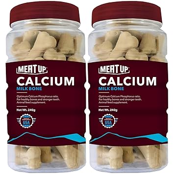 Meat Up Calcium Bone Jar, Dog Supplement Treats - 240 gm, 30 Pieces (Buy 1 Get 1 Free)