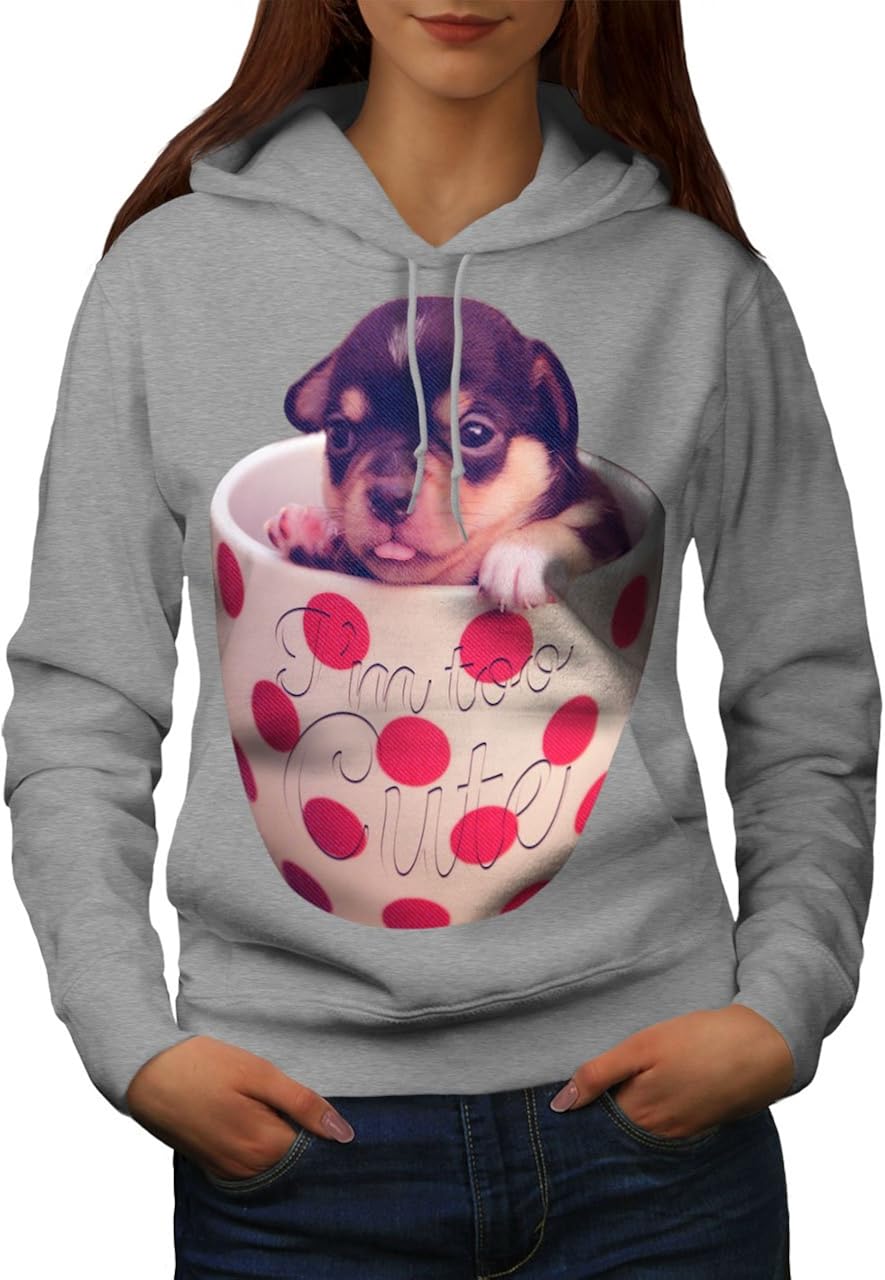 wellcoda Tasse Hündchen Niedlich Komisch Hund Frau Kapuzenpullover