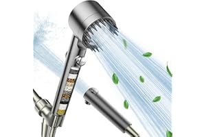 Filtered Shower Head with Handheld, High Pressure Multiple Spray Showerhead with ON/OFF Switch and 18-Stage Water Softener Fi