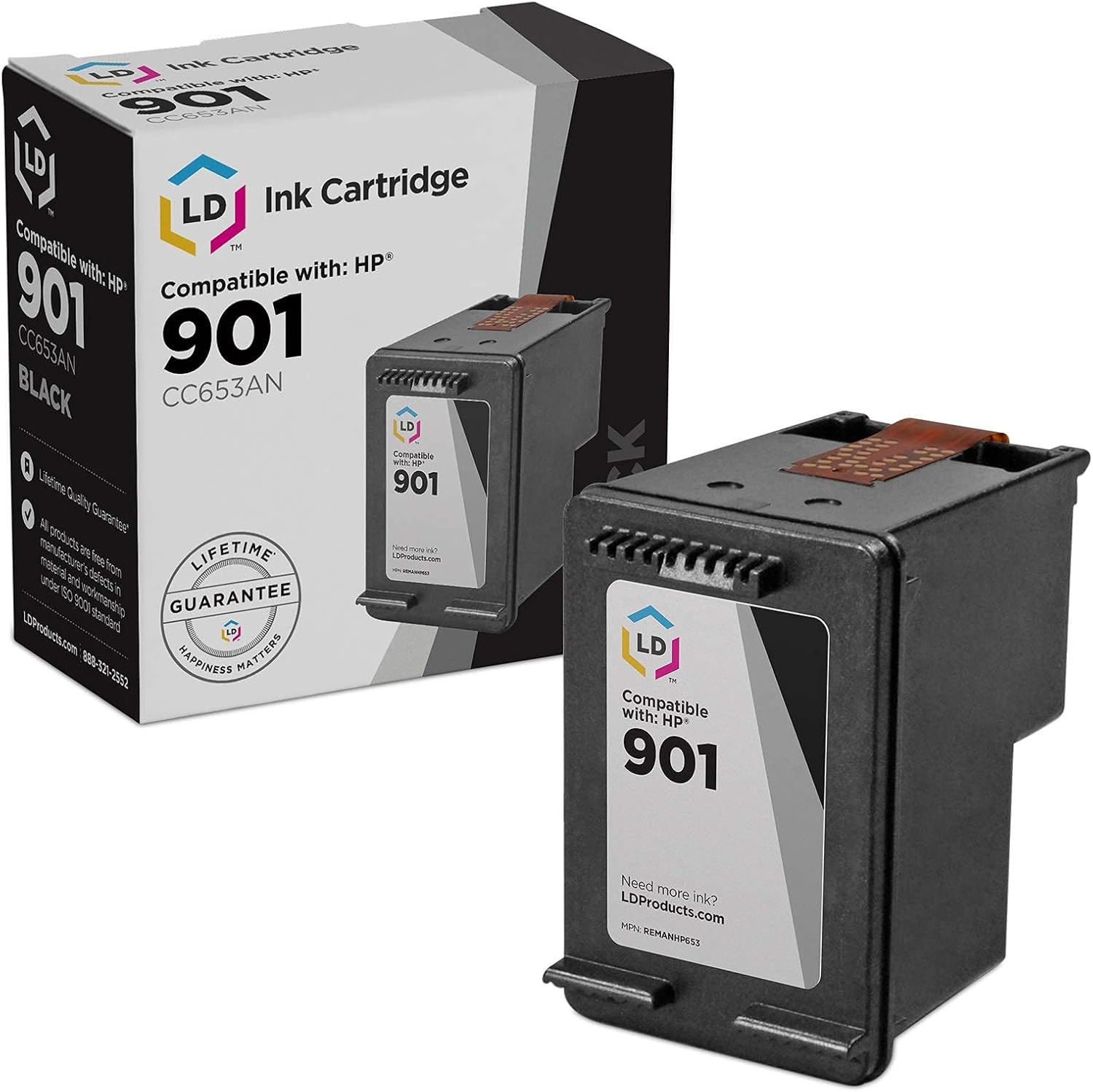 LD Remanufactured Ink Cartridge Replacement for HP 901 CC653AN (Black)