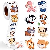 Qeeenar 1 Roll Stickers Decal Reward Cute Office Supplies Incentives Animals Sticker Halloween Party Favor, 500 Pcs Each Roll(Dog)