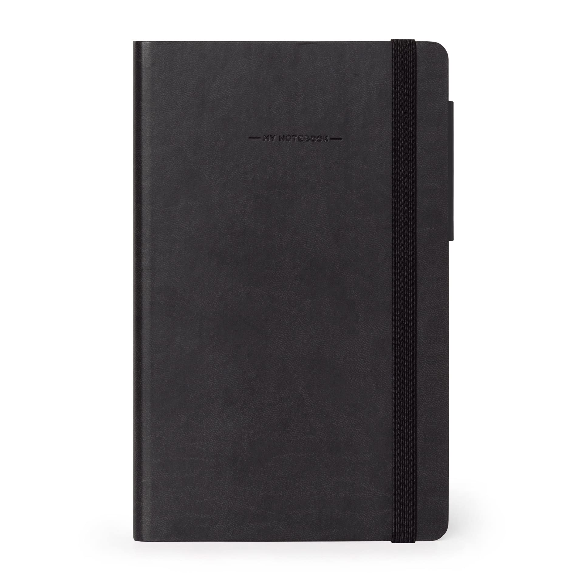 Legami - Medium White Page Notebook in FSC® Certified Paper, 90 g/m² Ivory Paper, 192 Pages, Softcover, Elastic Closure, 13 x 21 cm, Black