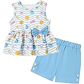 YUEMION Toddler Girl Clothes, 2Pcs Baby Girl Summer Outfits Sleeveless Bow Knot Tank Shirts Tops + Shorts Clothing Sets 1-5T