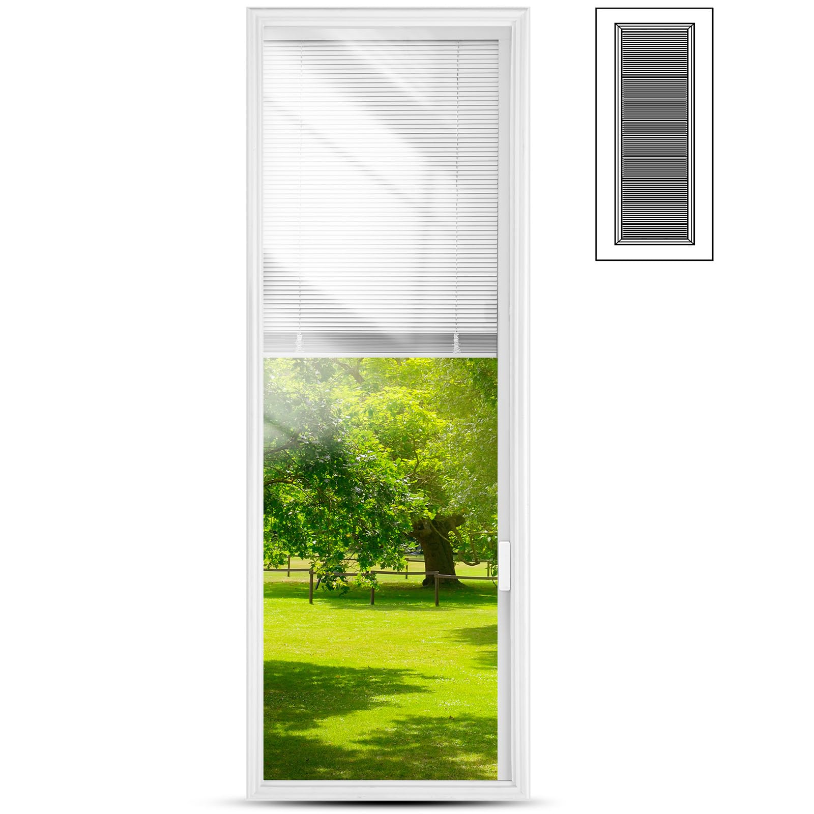 Photo 1 of Pushglossy 22 x 64 Entry Door Glass Insert White Add On Blinds for Raised Frame Doors Exterior Front Door Window Inserts Replacement Kit for Home Improvement