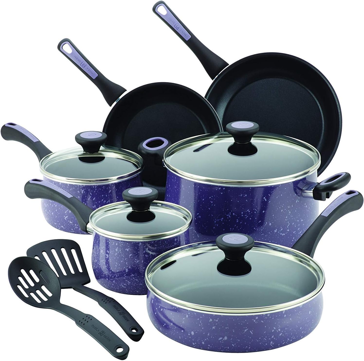 Paula Deen 16986 Riverbend Aluminum Nonstick Cookware Set44; Lavender Speckle - 12 Piece