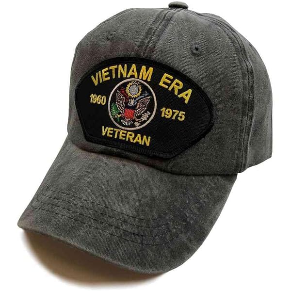 Vietnam Era Veteran Baseball Cap - Embroidered Eagle & Flag, Adjustable Black Cotton Cap