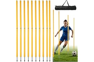 Lilvduybz 10 Pcs 5ft Soccer Training Agility Rods, Soccer Training Agility Poles for Soccer Training with Adjustable Soccer T