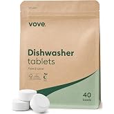 Vove Dishwasher Detergent Tablets, 40 Count, Plant-Based Fragrance-Free | Plastic-free, no PVA, no microplastics, 2x enzyme power, septic safe, FSC-certified kraft packaging
