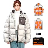 Heated Jacket, Heated Jackets for Women with Battery Pack Included 7.4V, 14 Heating Zones, Heated Coat Detachable Hood (US, Alpha, X-Large, Regular, Regular, Grey)
