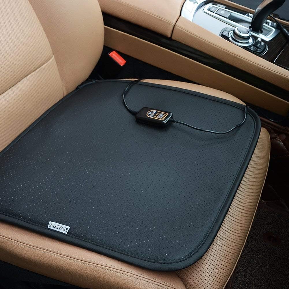 KINGLETING 12V Heated Seat Cushion with Intelligent Temperature Controller.(Black)