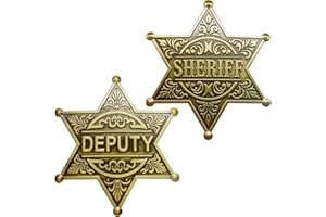 Zorleniva 2 Packs Sheriff Badge Deputy Badge Set Metal Brooch Pin Old West Prop Western Cop Police Badges for Adult Kid