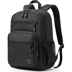 DKVULT Black Backpack for Men, School Backpack for Teen Boys, Lightweight Back Pack Fits 15.6 laptop,Bookbag with Multiple Po