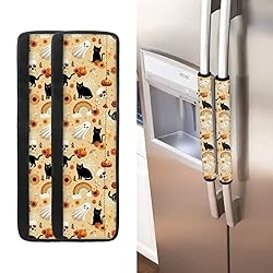 ASQVTIFE Black Cat Refrigerator Door Handle Covers