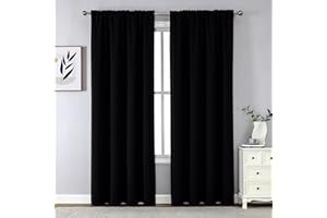 CUCRAF Blackout Curtains 84 inches Long for Living Room, Black Room Darkening Window Curtain Panels, Rod Pocket Thermal Insulated Solid Drapes for Bedroom, 52x84 inch, Set of 2 Panels