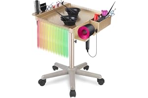 Retain Time Hair Salon Carts, Champagne Gold Salon Tray for Hair Stylist, Multi-Function Salon Tray, Salon Station(with Wheels), Large Size and Robust,Corrosion-Resistant Adjustable Color Tray.