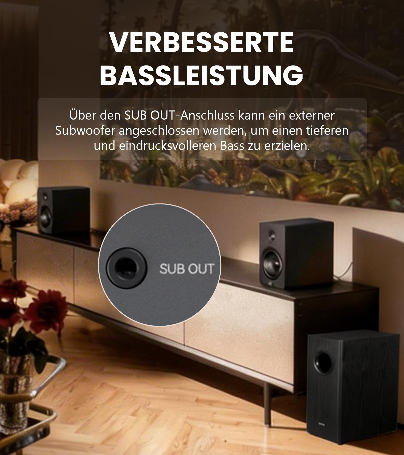 Edifier M90 Regal-Lautsprecher, 100 W RMS Desktop-Lautsprecher, Hi-Res-Audio, LDAC, Bluetooth 6.0, kompakter Lautsprecher, HDMI eARC/optischer/USB-C/AUX-Eingang, SUB Out, Aktivlautsprecher – Schwarz 7