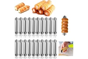 20 PCS Non-Stick Cream Horn Molds - Stainless Steel Cannoli Tubes 12.5 cm Large Danish Pastry Molds for Croissant Shell Roll 