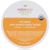Mambino Organics Oh Baby! Belly Butter, Belly Cream with Shea Butter for Pregnancy, Minimizes Stretch Marks, Vegan, Cruelty-Free, Maternity Skin Care, 2.5 fl oz
