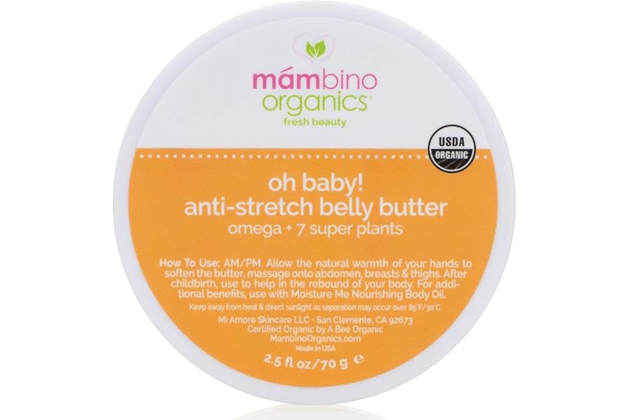 Mambino Organics Oh Baby! Belly Butter, Belly Cream with Shea Butter for Pregnancy, Minimizes Stretch Marks, Vegan, Cruelty-Free, Maternity Skin Care, 2.5 fl oz