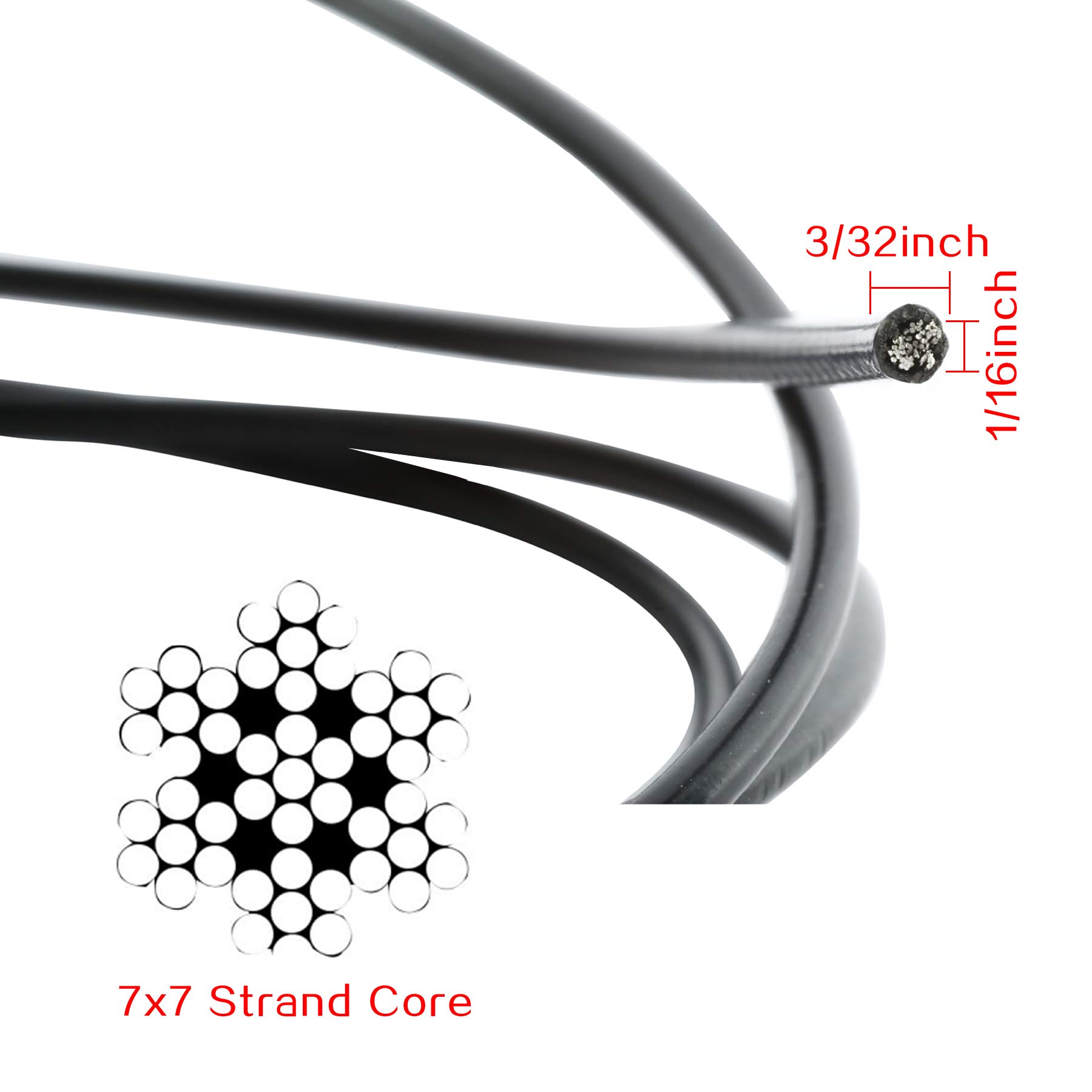 Mua 100 FT Vinyl Coated Wire Rope Black Wire Rope Cable, 304 Stainless ...