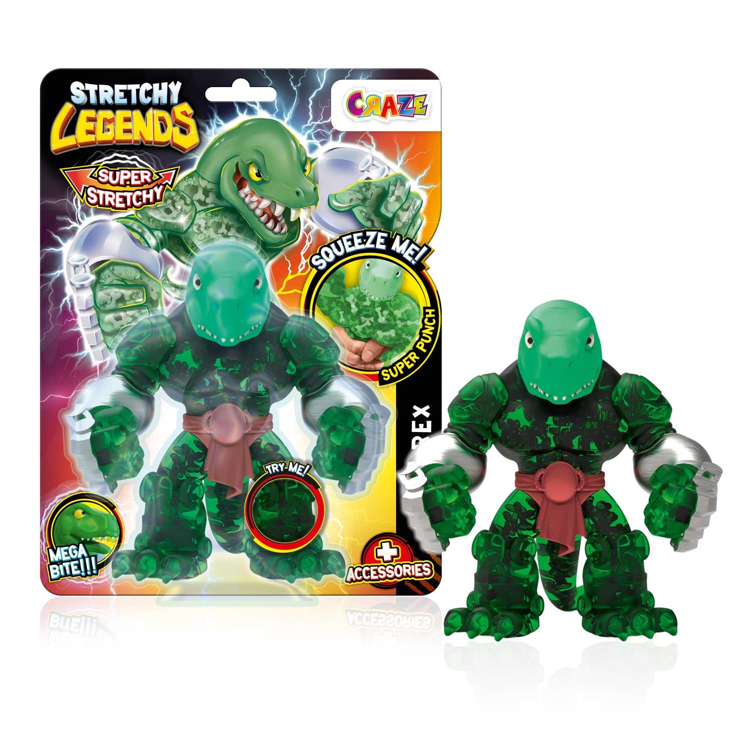 STRETCHY LEGENDS Megarex Stretchy Action Figure Toy – Elastic Hero with Slime Filling – Sensory Fidget Toy for Kids Age 3+ – Fun Gift for Boys and Girls to Collect and Play