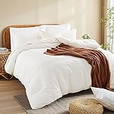 NEXHOME PRO 100% Organic Cotton Duvet Cover King Size, Linen Like Pleated Textured White Duvet Cover Set, 3pc Bedding Set with Zipper Closure, Soft, Lightweight and Breathable,104"x90", No Comforter