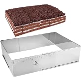 Hilsita Adjustable Rectangle Mousse Cake Ring Mold - Extendable Stainless Steel Rectangle Shaped Cake Cutter, Bakeware for Customized Baking - Heavy Duty Baking Accessories - 9.8 * 7.5 * 4IN