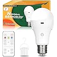 Neporal MagicGlow Rechargeable Light Bulbs with Remote, 3 Colors Shift + Dimmable Battery Powered Light Bulbs, USB Rechargeable, A19 Emergency LED Light Bulbs, 15W, Up to 24 Hours, 1 Pack