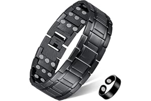 Feraco 3X Strength Titanium Magnetic Bracelets for Men,Carpal Tunnel Magnetic Bracelet with 3 Rows Ultra Strength Magnets,Gif