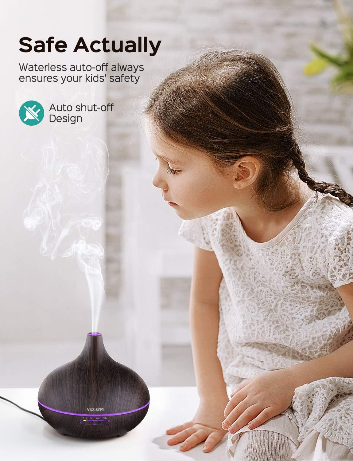 VicTsing VTHM024AB Essential Oil Diffuser, Deep Brown: Home & Kitchen