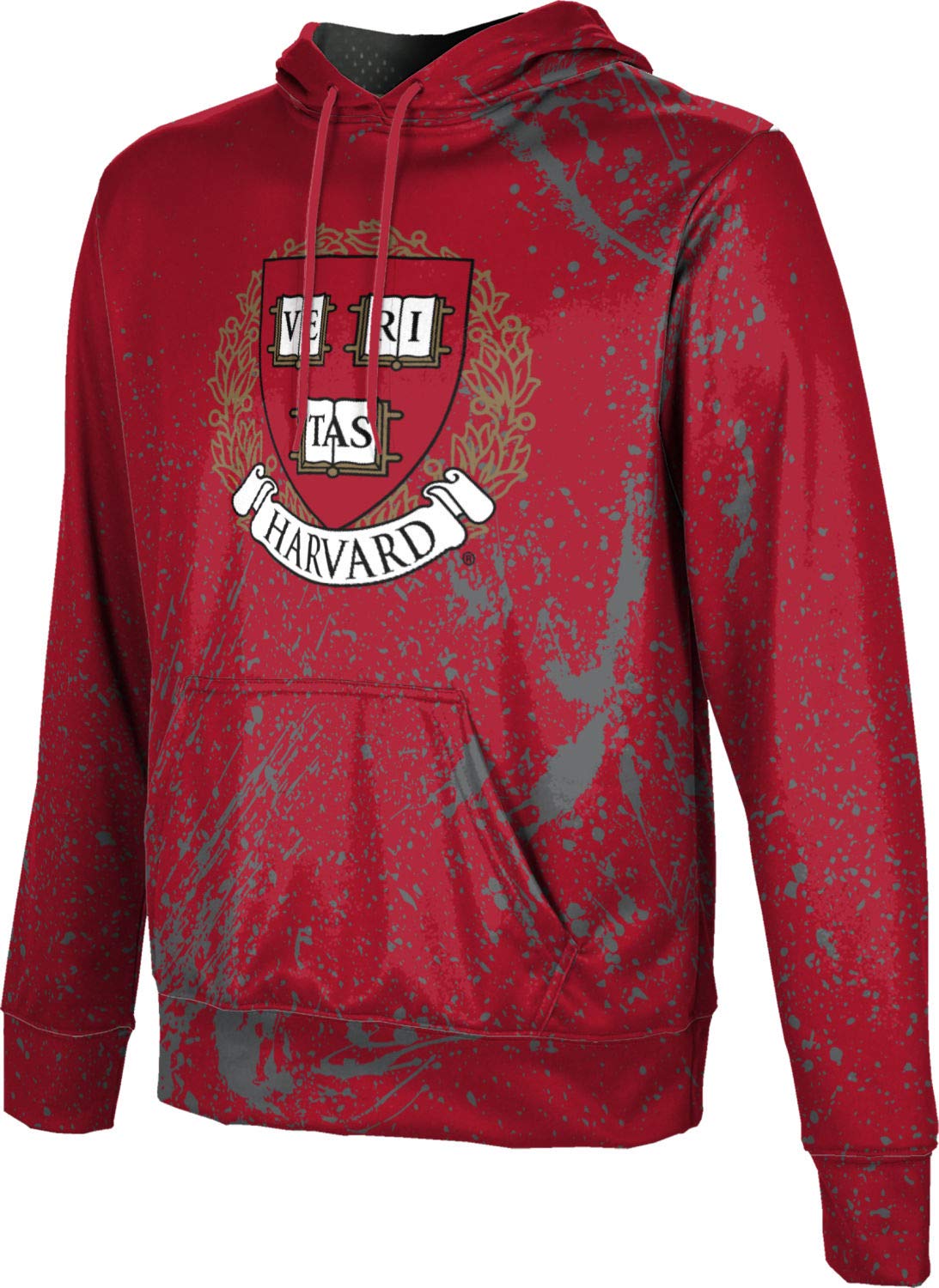 Harvard University Men's Pullover Hoodie, School Spirit Sweatshirt (Splatter)