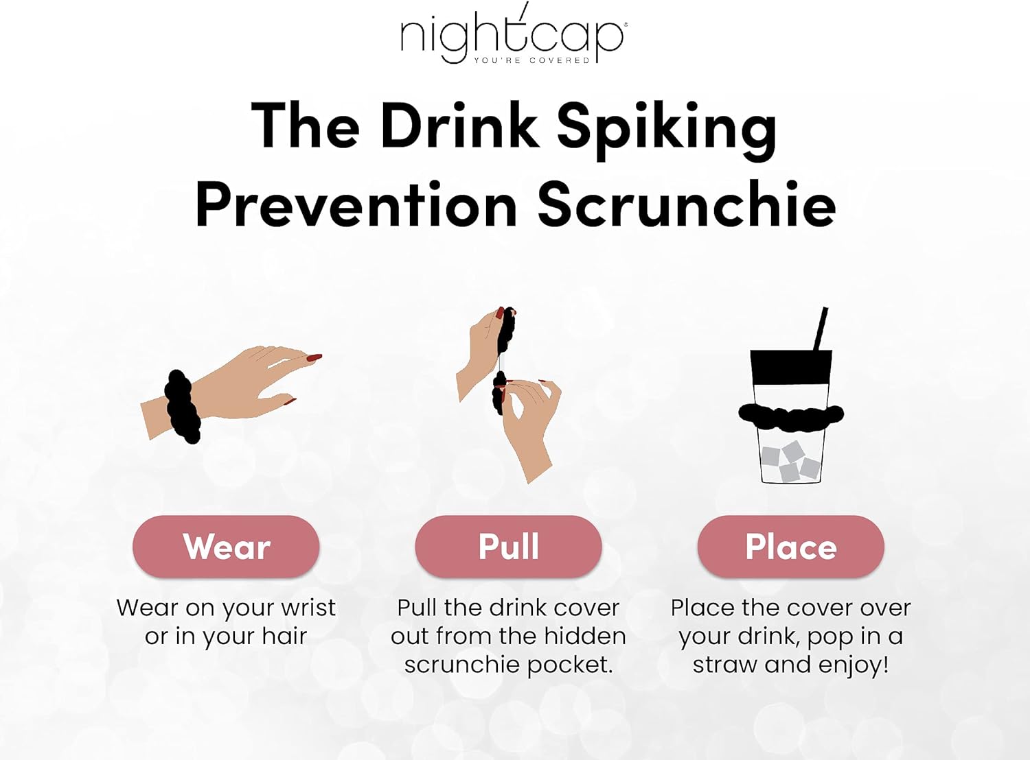 NightCap Drink Cover Scrunchie- The Drink Spiking Prevention Scrunchie As Seen on Shark Tank at  Women’s Clothing store