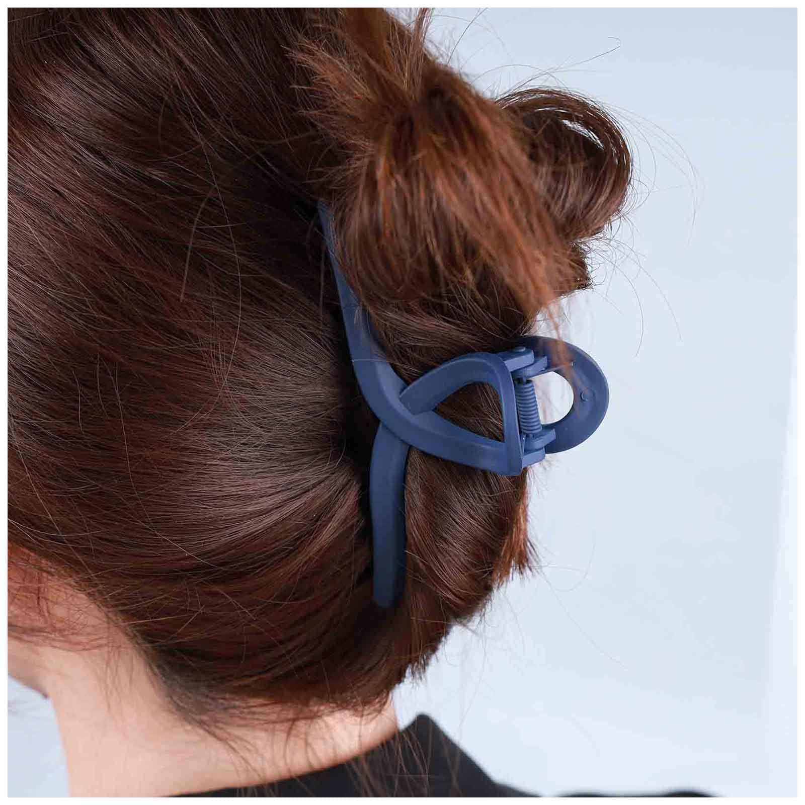 Yheakne Vintage Acrylic Hair Claw Clip Plastic Hair Claws Clip Plain Jelly Jaw Hair Clamp French Jaw Hair Clip Non Slip Hair Catch Barrette Decorative Hair Accessories for Women and Girls (Navy blue)
