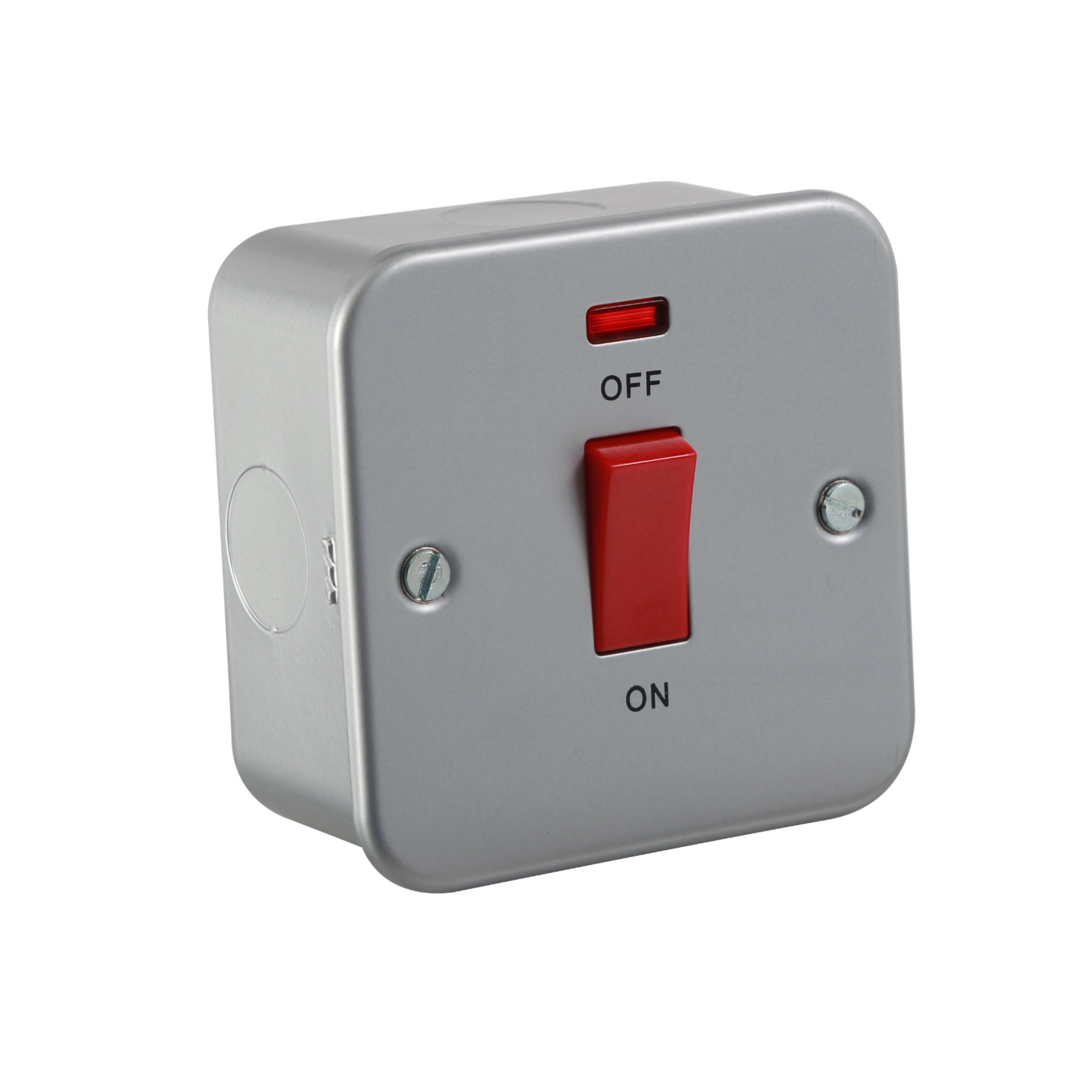 Knightsbridge M8331N Metal Clad 45A DP Switch with Neon-Single Size, 230 V, Grey
