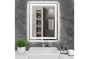 28x36 Inch LED Bathroom Mirror with Lights, 3 Colors Dimmable LED Vanity Mirror, Front and Back Lit, Anti-Fog, Memory Functio