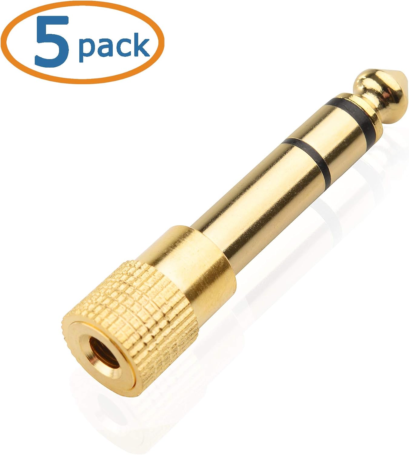 Cable Matters 5-Pack Headphone Adapter, Headphone Jack, 3.5mm to 6.35mm, 6.35mm to 3.5mm Adapter, Gold - Image 3