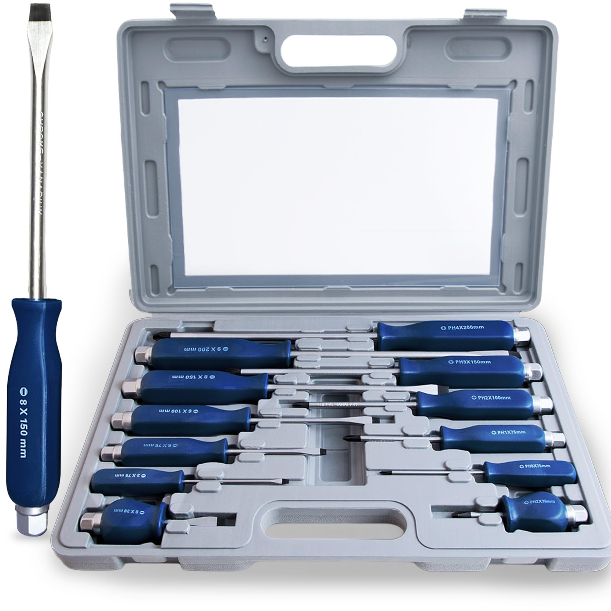 MONZANA® Professional Screwdriver Set 12 Piece - Magnetic Screwdrivers Phillips & Flathead - Chrome Vanadium Steel DIY Tool Kit with Hex Bolster - Mechanic Tools Set with Storage Case