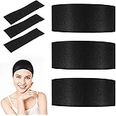 JOUTYFOR 100 Pieces Disposable Spa Facial Headbands Stretch Non Woven Facial Headbands Soft Skin Care Hair Band with Convent Closure for Women Girls Salons Esthetician Supplies, Black Large