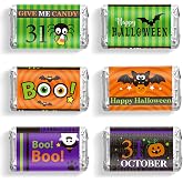 Clabby 90 Pcs Halloween Candy Wrapper Sticker, Chocolate Candy Bar Wrapper | Candy Not Included, Boo Trick Candies Bar Stickers, 6 Festive Designs, 2.6 x 1.4 Inch, for Halloween Party Favors Decoration