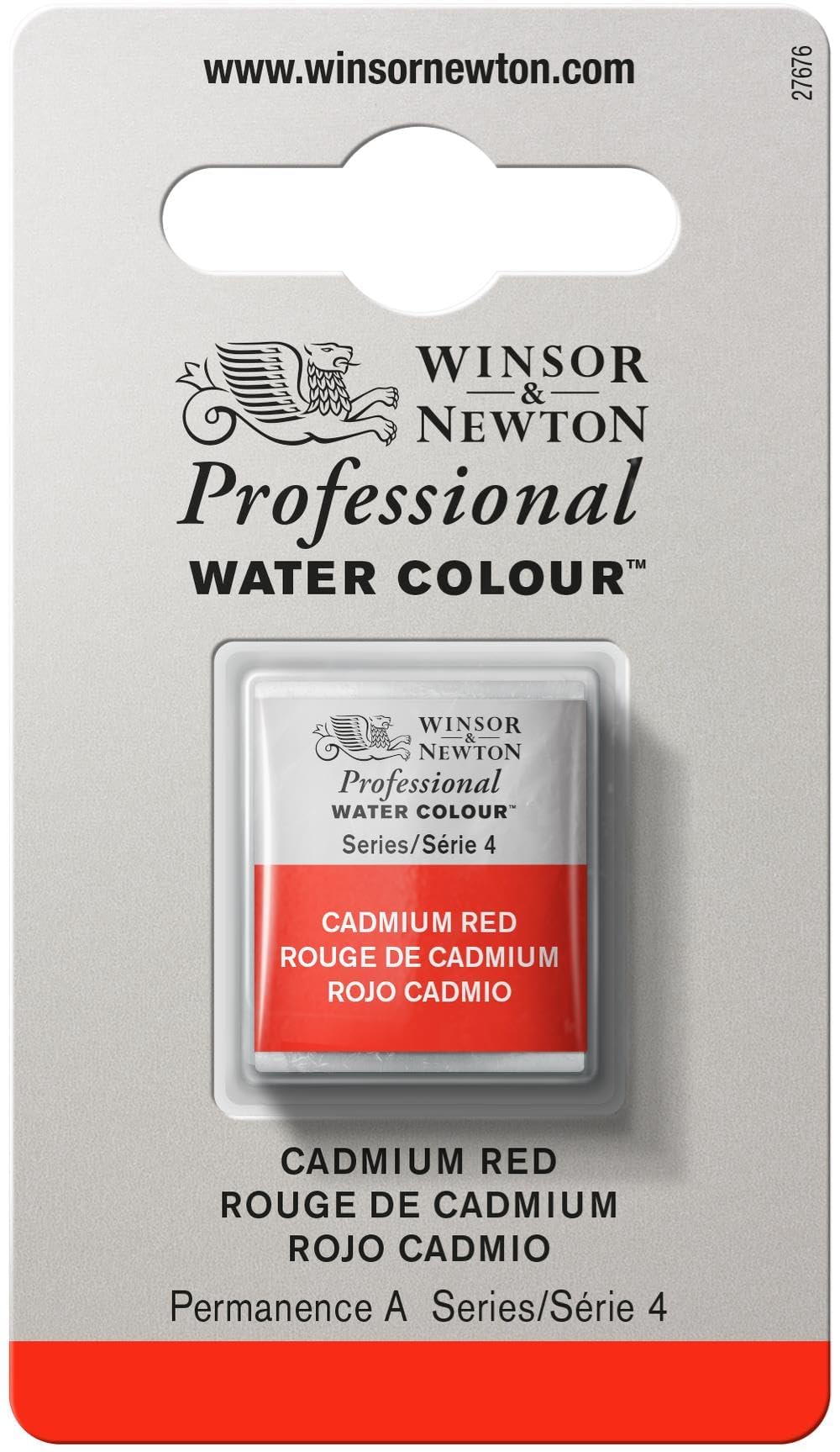 Winsor & Newton Half Pan Professional Water Colour, Cadmium Red