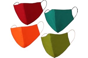 Touchstone Soft cotton Small Size Face Masks Reusable Machine Washable Handcrafted Double Layer Fabric for women, men. (Pack of 4). Maroon Orange Teal Green
