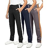 Real Essentials 3 Pack: Boys' Tricot Open Bottom Sweatpants - Athletic Running Pants with Pockets for Kids Teens Youth