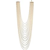 COOLSTEELANDBEYOND Long Statement Necklace Waterfall Multi-Strand Ball Chains Pendant, Dress Prom Party