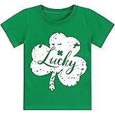 Toddler Boy Girl St Patrick's Day T-Shirt Lucky Clover Short Sleeve Shirts Kid Shamrock Irish Green Tee Tops