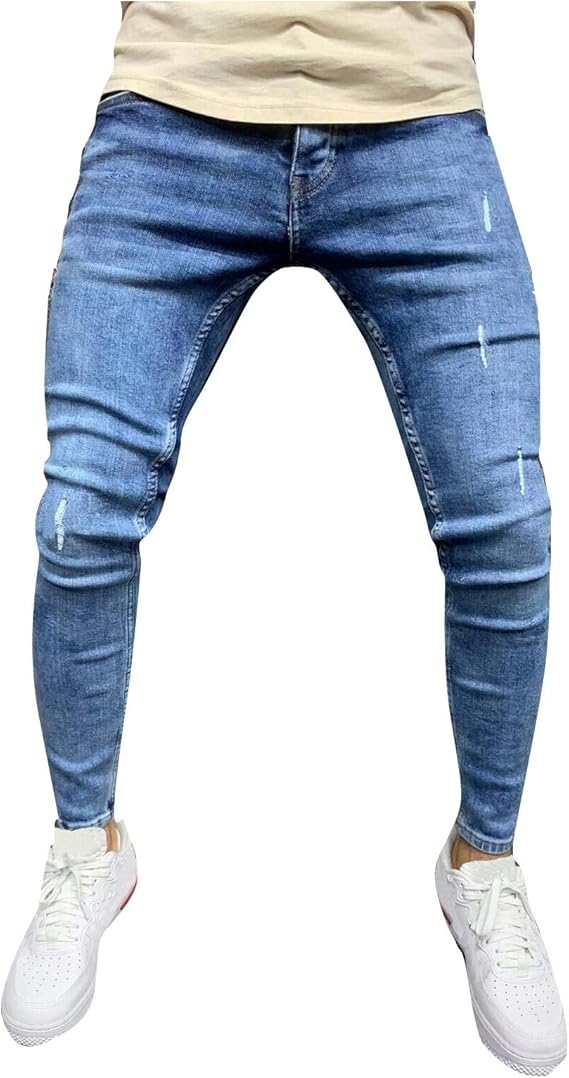 メンズ ダメージ デニムパンツ 細身 おしゃれ カジュアル ストレッチ パンツ街履き ロングパンツ 大きいサイズ ジーンズ 通販 Amazon