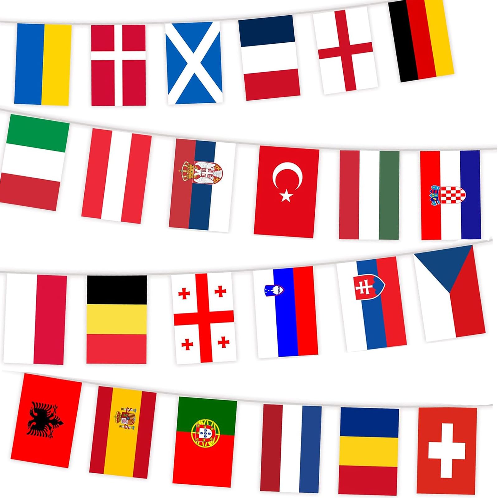 10M Premium Reusable European Flags Bunting, Eurovision Party Decorations Bunting Banner 2025 Eurovision Song Contest Decorations Eurovision Flags for Bar Club Garden and School Eurovision Party