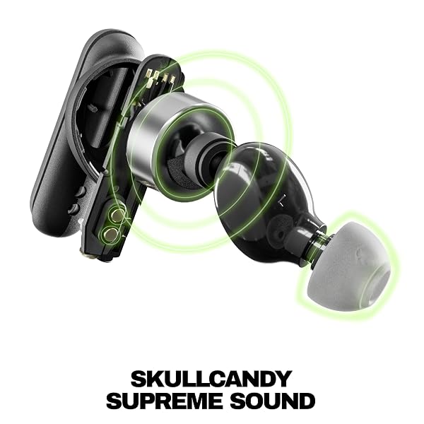 SKULLCANDY SMOKIN’ BUDS WIRELESS EARBUDS, BLUETOOTH HEADPHONES, NOISE ISOLATING FIT, UP TO 20 HOURS BATTERY, IPX4 SWEAT AND WATER RESISTANT, MICROPHONE FOR IPHONE ANDROID – MIDNIGHT SMOKE